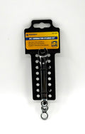 Marksman three-piece combination spanner set in 8, 9 and 10 mm sizes on black card