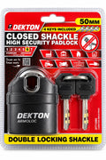Dekton ArmoLoc 50mm closed-shackle padlock including four keys