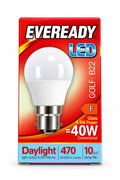 Eveready Golf B22 LED bulb packaging 4.9W Daylight 6500K 470 lumens