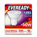 Eveready GU10 GU10 LED bulb packaging 4.7W Cool White 4000K 345 lumens
