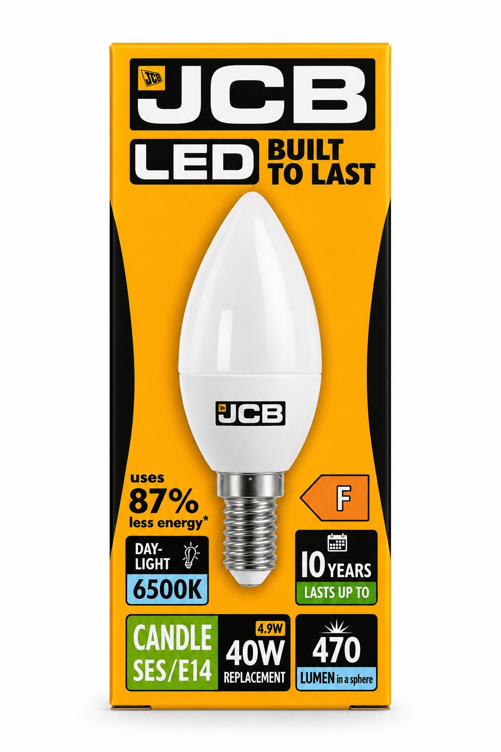 JCB Candle 4.9W LED bulb, E14, Daylight 6500K, 470 lumens