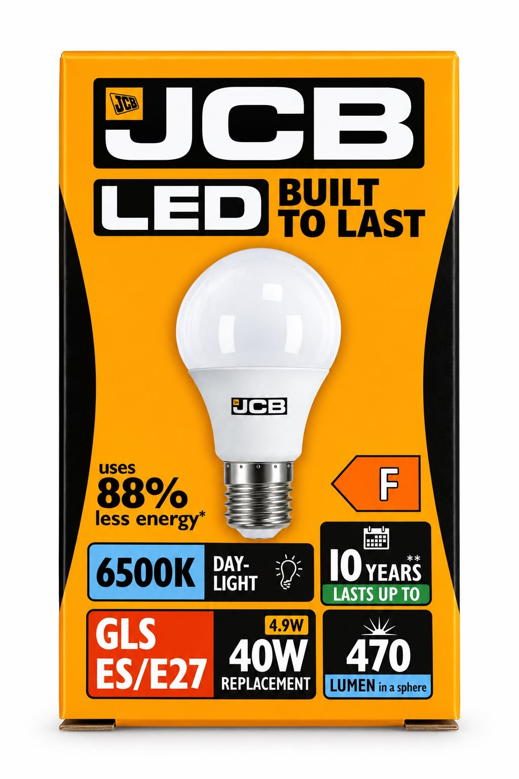 JCB GLS 4.9W LED bulb, E27, Daylight 6500K, 470 lumens