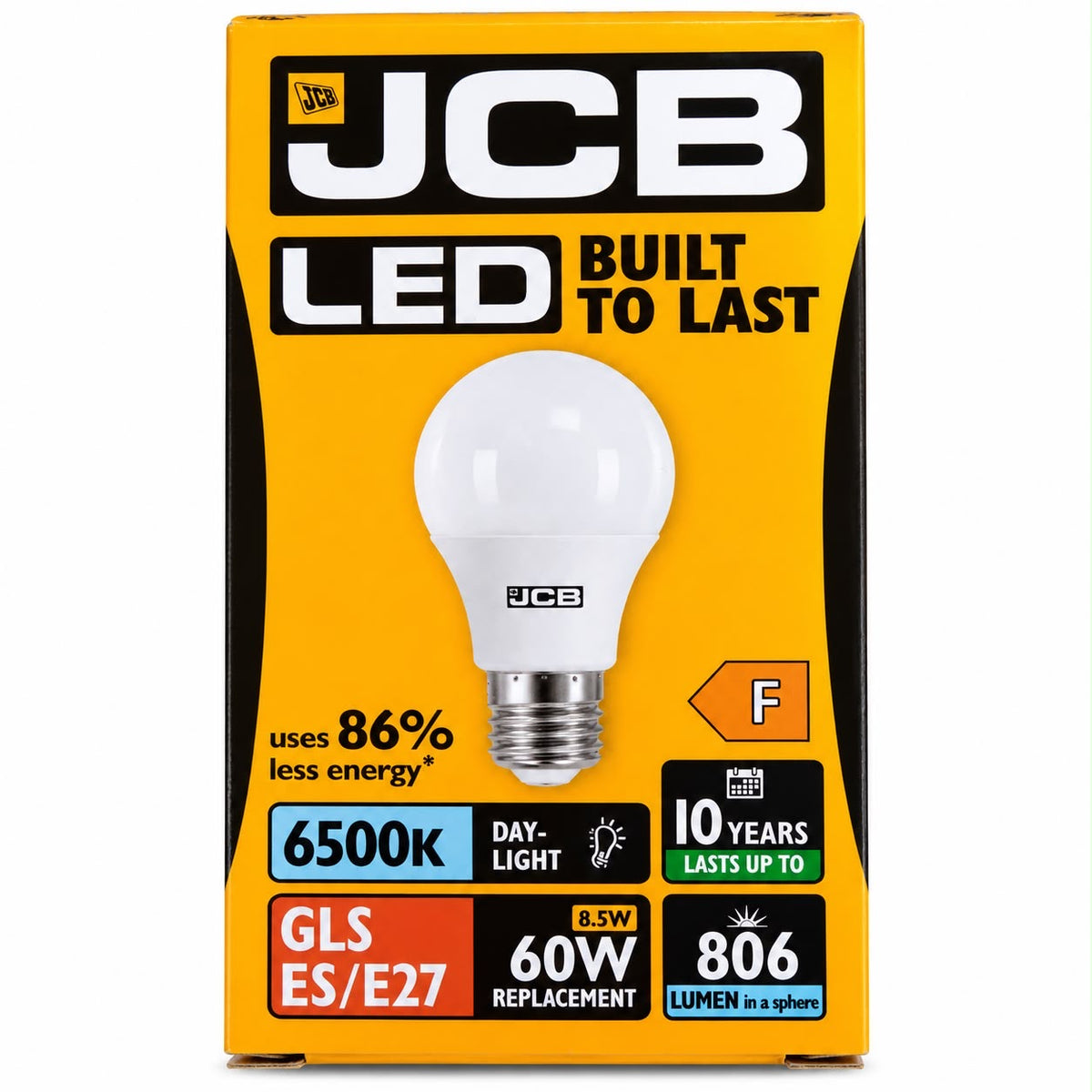 JCB GLS 8.5W LED bulb, E27, Daylight 6500K, 806 lumens
