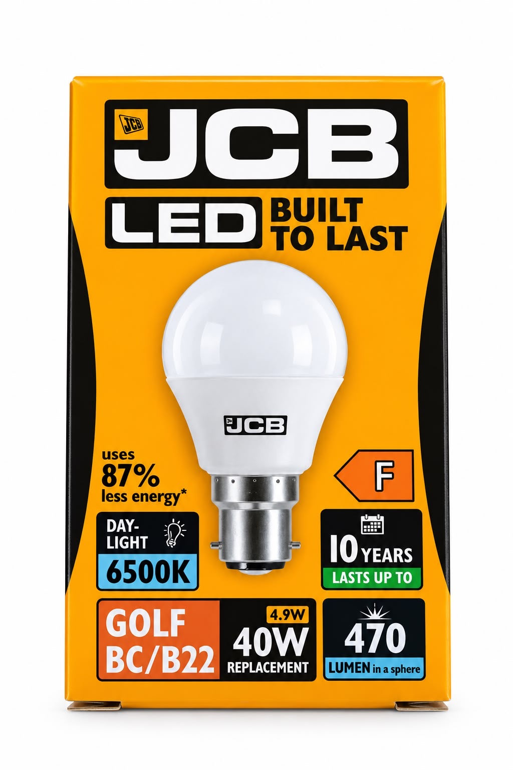 JCB Golf 4.9W LED bulb, B22, Daylight 6500K, 470 lumens