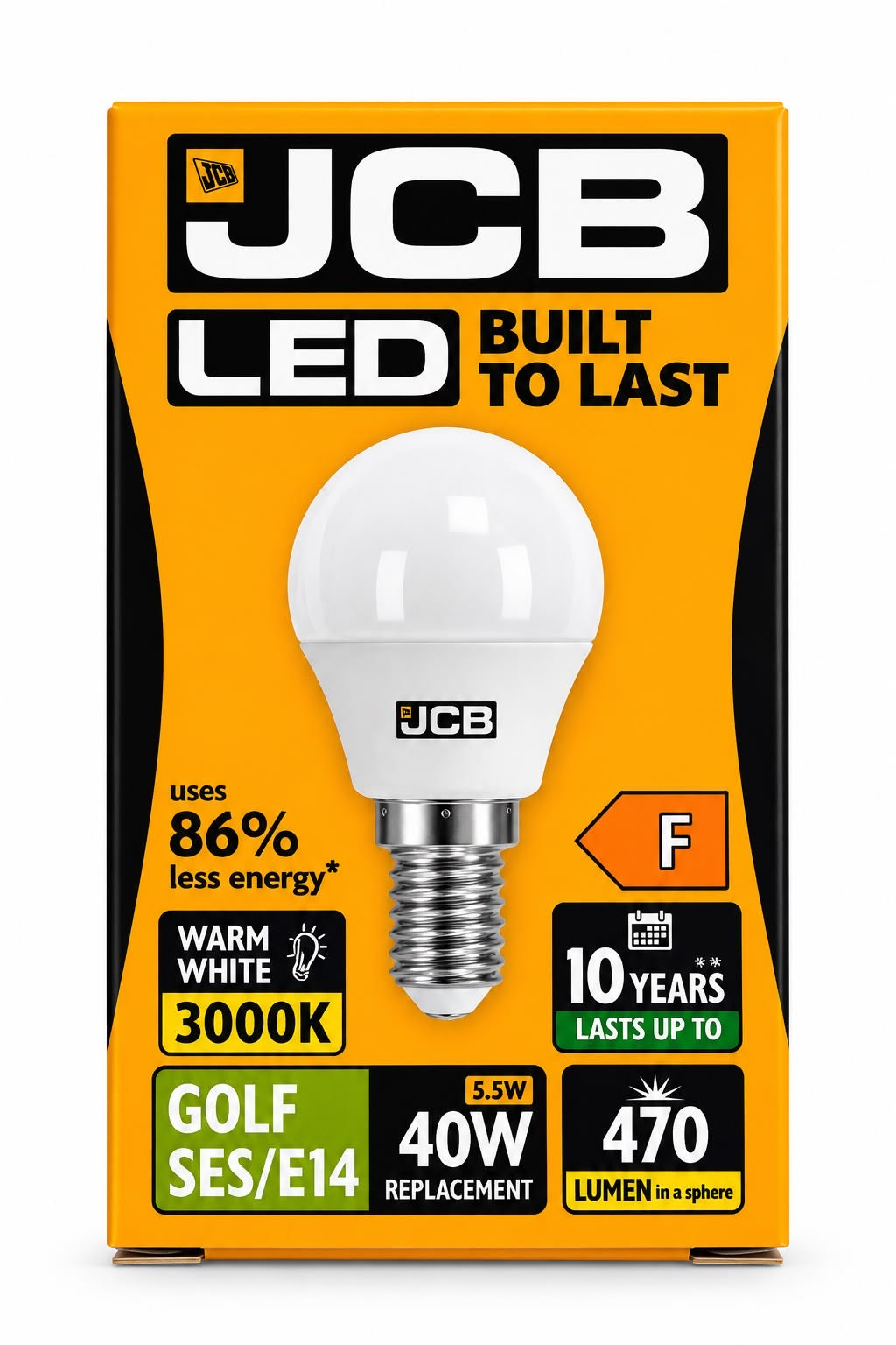 JCB Golf 5.5W LED bulb, E14, Warm White 3000K, 470 lumens