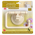 Jinghong cream wall suction toilet roll holder with single suction base and open hook design