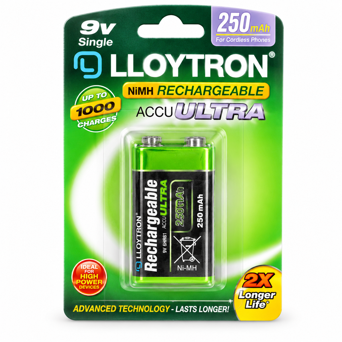 Lloytron rechargeable 9V battery single pack