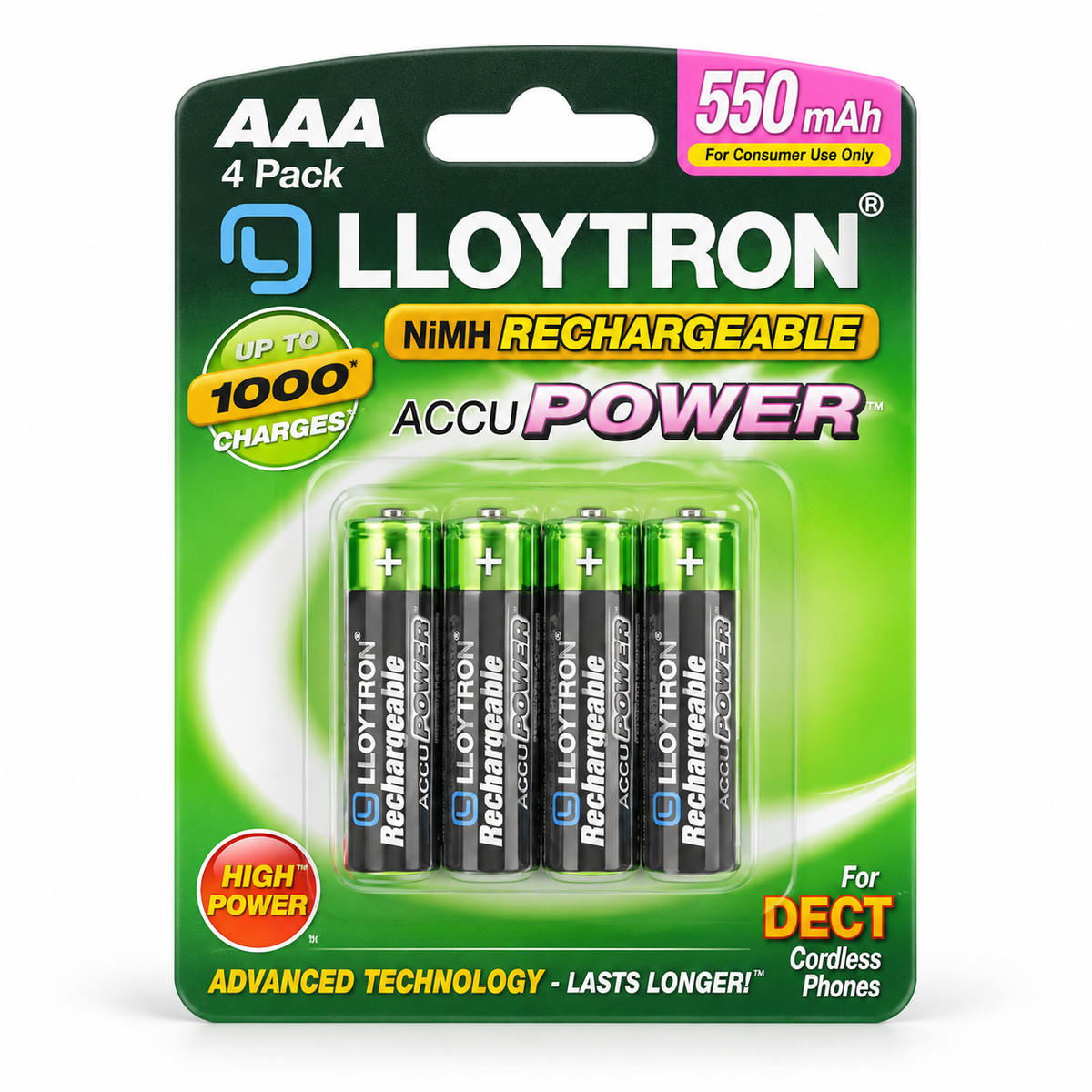 Lloytron rechargeable AAA batteries 4 pack