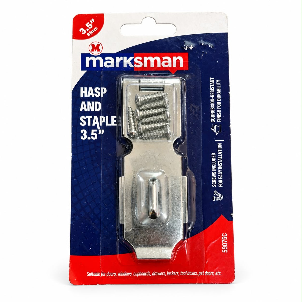 Marksman 59075C 3.5-inch 86mm hasp and staple with screws