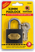 Marksman 32mm black padlock with three keys model 59146C