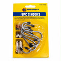Marksman 68620C five silver metal S hooks with black rubber protective tips