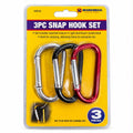 Marksman 68635C pack of 3 lightweight aluminium snap hooks in silver black and red