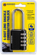 Marksman 59140C black zinc alloy four digit long shackle combination padlock