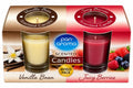Pan Aroma mixed pack of two glass jar scented candles in Vanilla Bean cream and Juicy Berries red scents