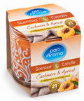 Pan Aroma Cashmere and Apricot scented candle in orange decorative jar, boxed with up to 21 hours burn time