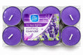 Pan Aroma Soothing Lavender scented tea lights 16 pack with purple wax in metal cups