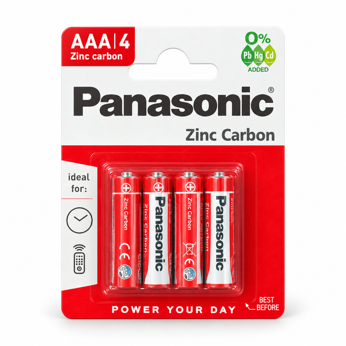 Panasonic Zinc Carbon AAA batteries 4 pack