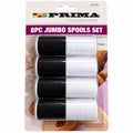 Prima 8-piece jumbo sewing thread spool set with four black and four white thread spools reference 41171C