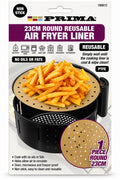 Prima 23cm round reusable non-stick perforated PTFE air fryer liner, 1 piece, product code 18061C