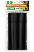 Prima reusable black drinking straws 30 pack, BPA free, product code 23381C
