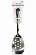 Prima silver-coloured serving slotted turner with rounded perforated head 17266C