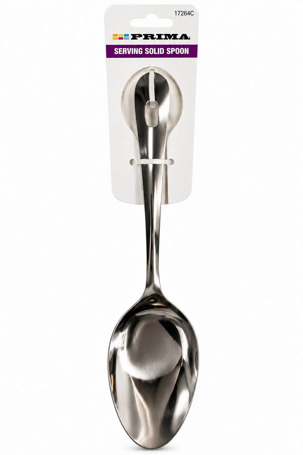 Prima Serving Solid Spoon packaging reference 17264C showing a silver-coloured solid serving spoon