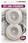 Prima white 2 piece plastic round sink strainers with perforated drain-catching basket 23393C