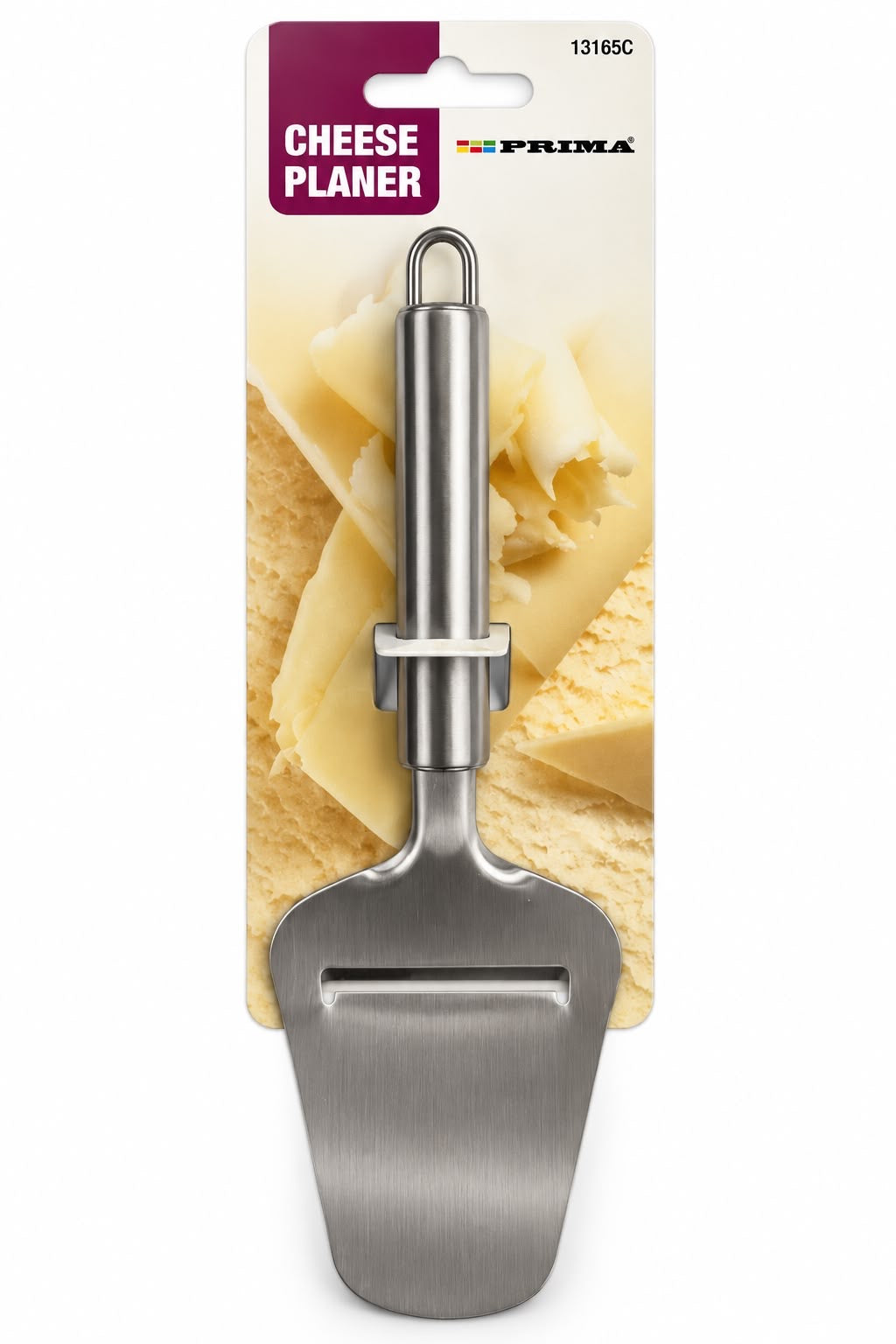 Prima 13165C stainless steel cheese planer with horizontal slicing slot