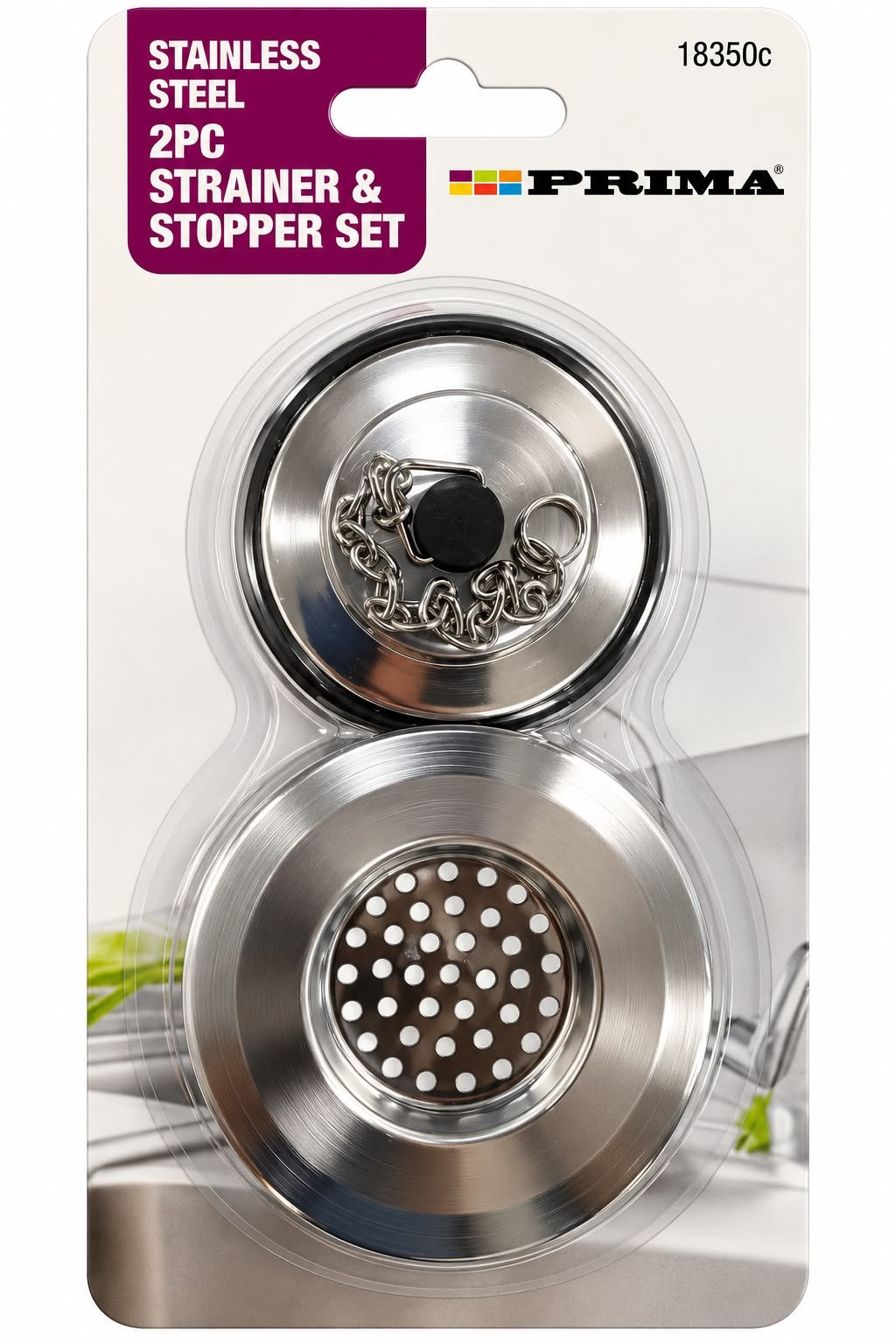 Prima 18350C two-piece stainless steel sink strainer and plug stopper
