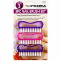 Prima Houseware 3 nail scrubbing cleaning brushes with white bristles and coloured purple pink handles reference 23048C