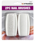 Prima Houseware two white plastic nail scrub brushes with white bristles pack code 23014C
