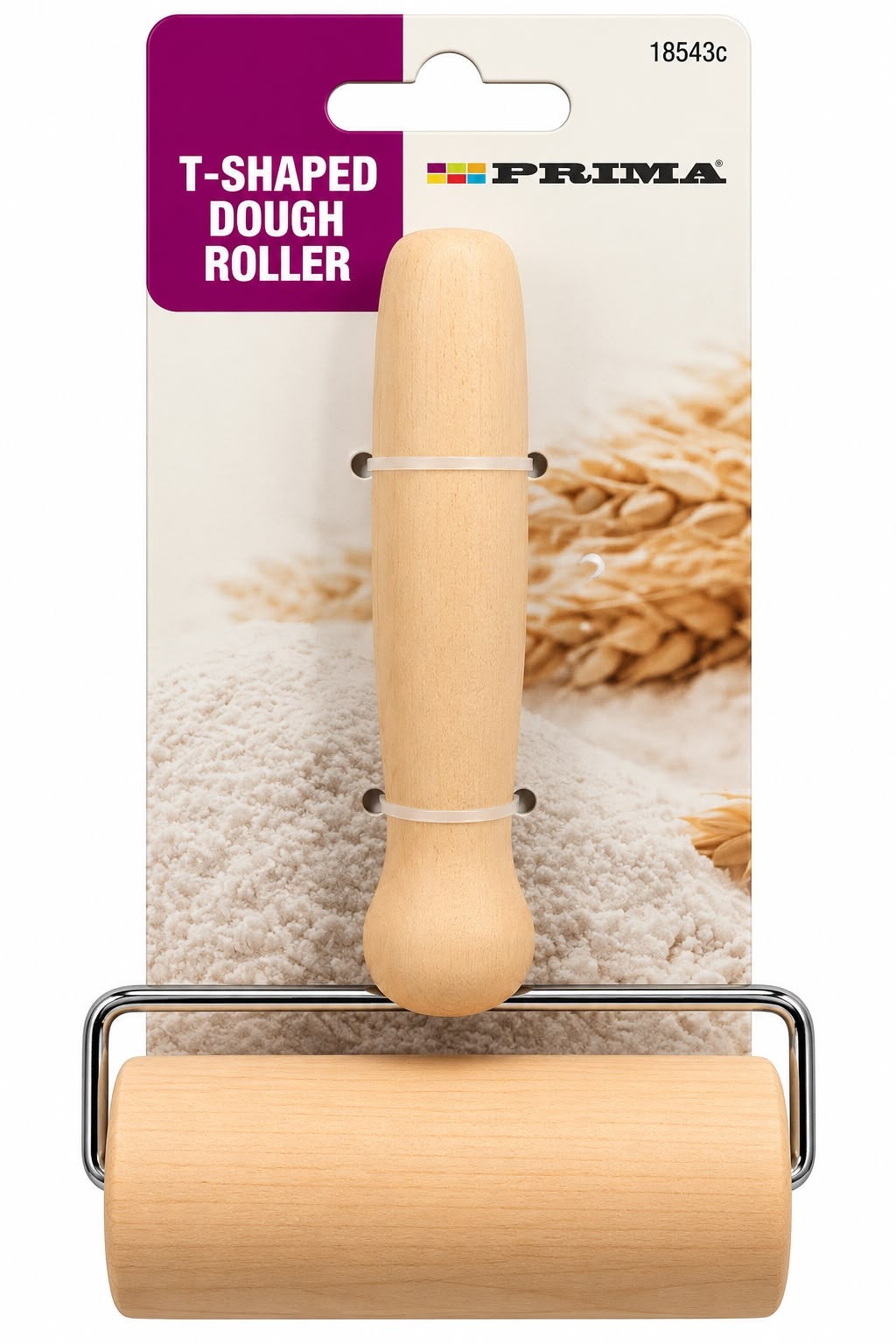 Prima 18543C T-shaped wooden dough roller