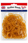Quality Way brown amber rubber bands in Union Jack header packet