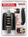 Roadster 68625C thirty-piece bicycle puncture repair toolkit, folding multitool, tyre levers, patches, adhesive and pouch