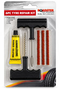 Roadster 6 piece tyre repair kit with reaming tool, insertion tool, rubber strips and adhesive