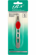 Rx Professional Quality stainless steel manicure instrument with slanted metal tip and oval red grip
