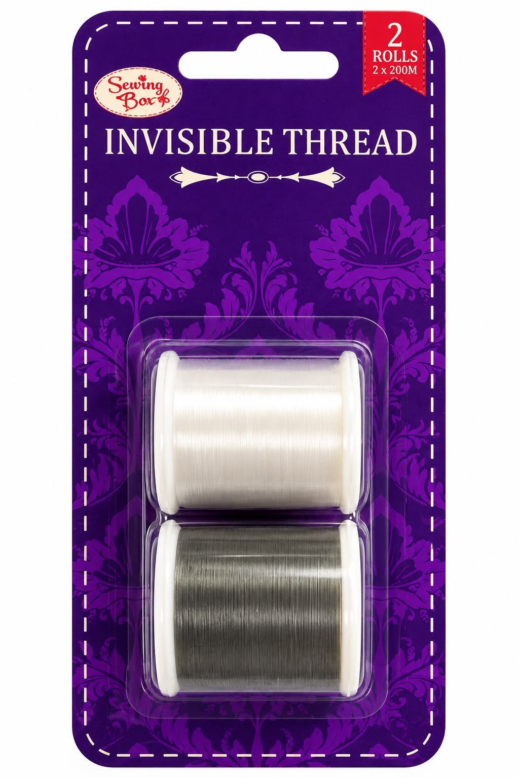 Sewing Box two rolls of invisible thread 2 x 200m