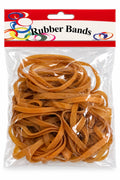 Thick brown amber rubber bands in clear retail packet